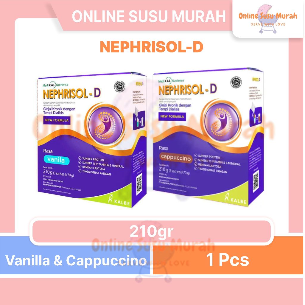 

NEPHRISOL - D VANILA CAPUCINNO 210 GR NEPHRISOL-D 210GR SUSU DEWASA SSKD