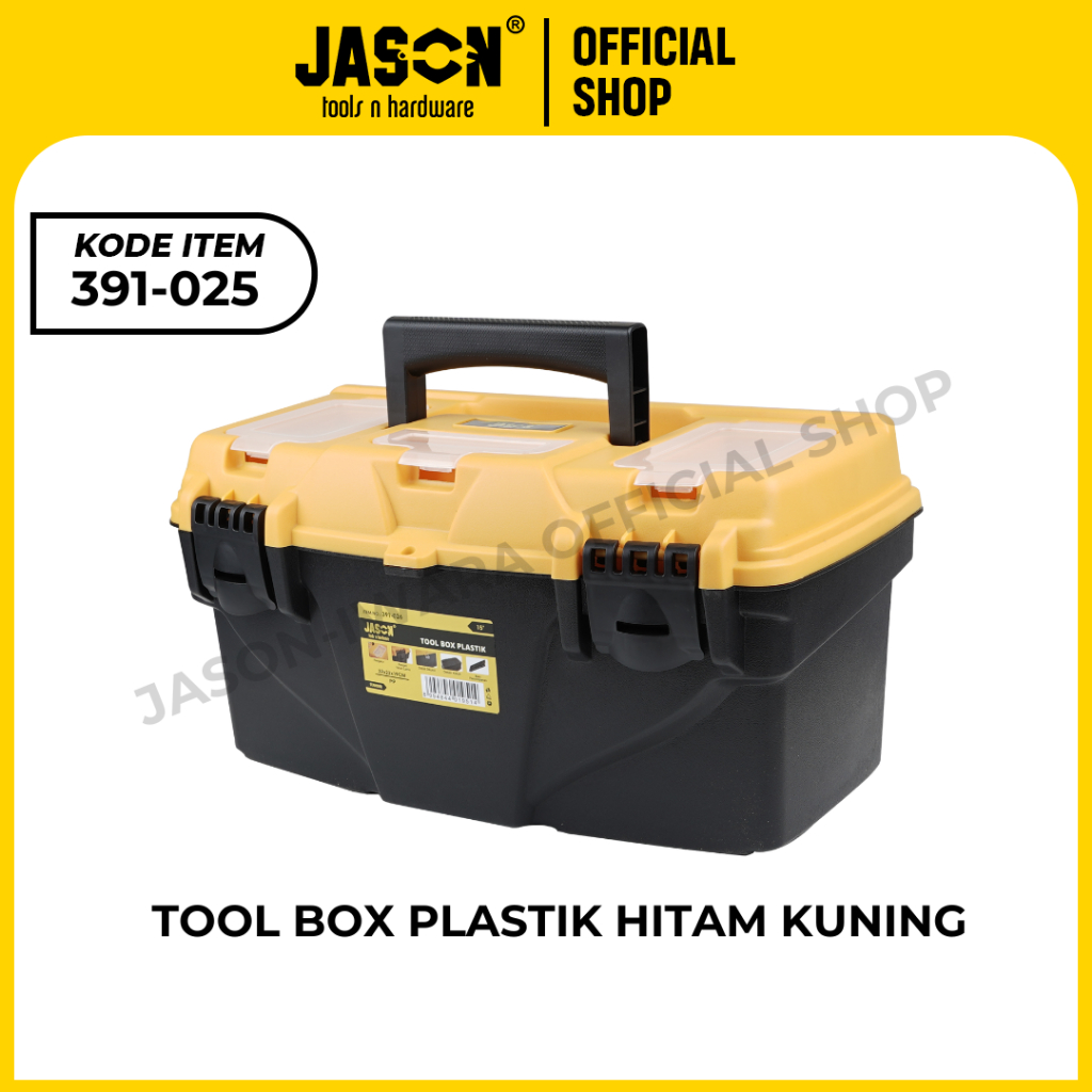 Tool Box Tempat Penyimpanan Alat Perkakas Alat Tukang Kuning Hitam Bahan Plastik Tebal Jason Tools