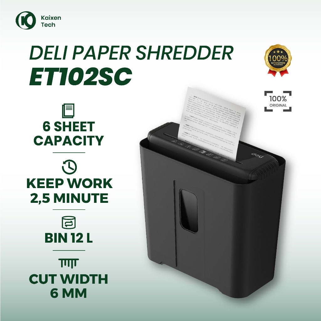 Deli ET102SC Deli Paper Shredder ET102SC 12L | Mesin Penghancur Kertas 6 Lembar A4 | 12L | 3 m/menit