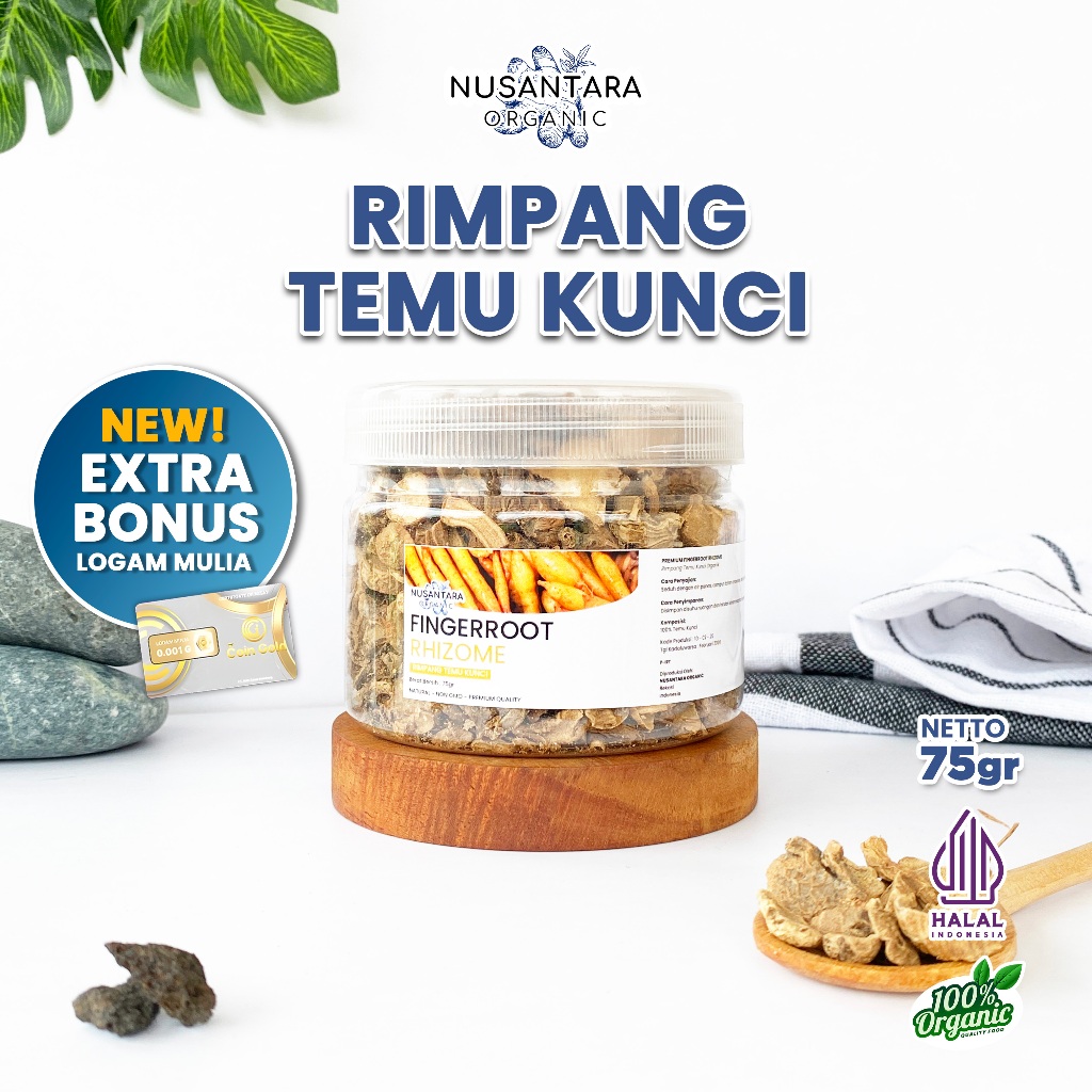 

Nusantara Organic Temu Kunci Fingerroot Slice Kering Rempah Organik Alami Masakan Asli 75gr