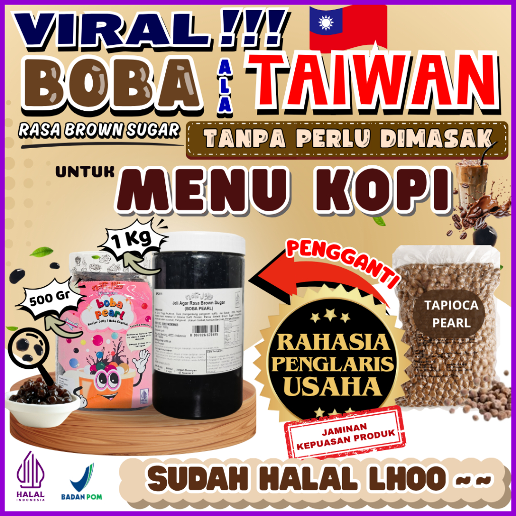 

BobaTapiocaPearlSiapSajiCocokDengan BODUO Bubuk Es Krim Ice Cream Powder - Boba Pearl Brown Sugar 1 Kg | Cocok Untuk Semua Jenis Minuman