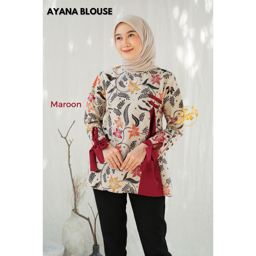New Release Baju Batik Wanita Ayana Blouse Formal Kerja Panjang