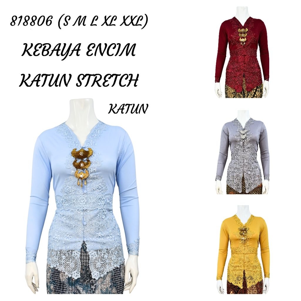 Indah Collection KEBAYA ENCIM MODERN LENGAN PANJANG BORDIR SENADA KATUN STRETCH KEBAYA WISUDA KEBAYA