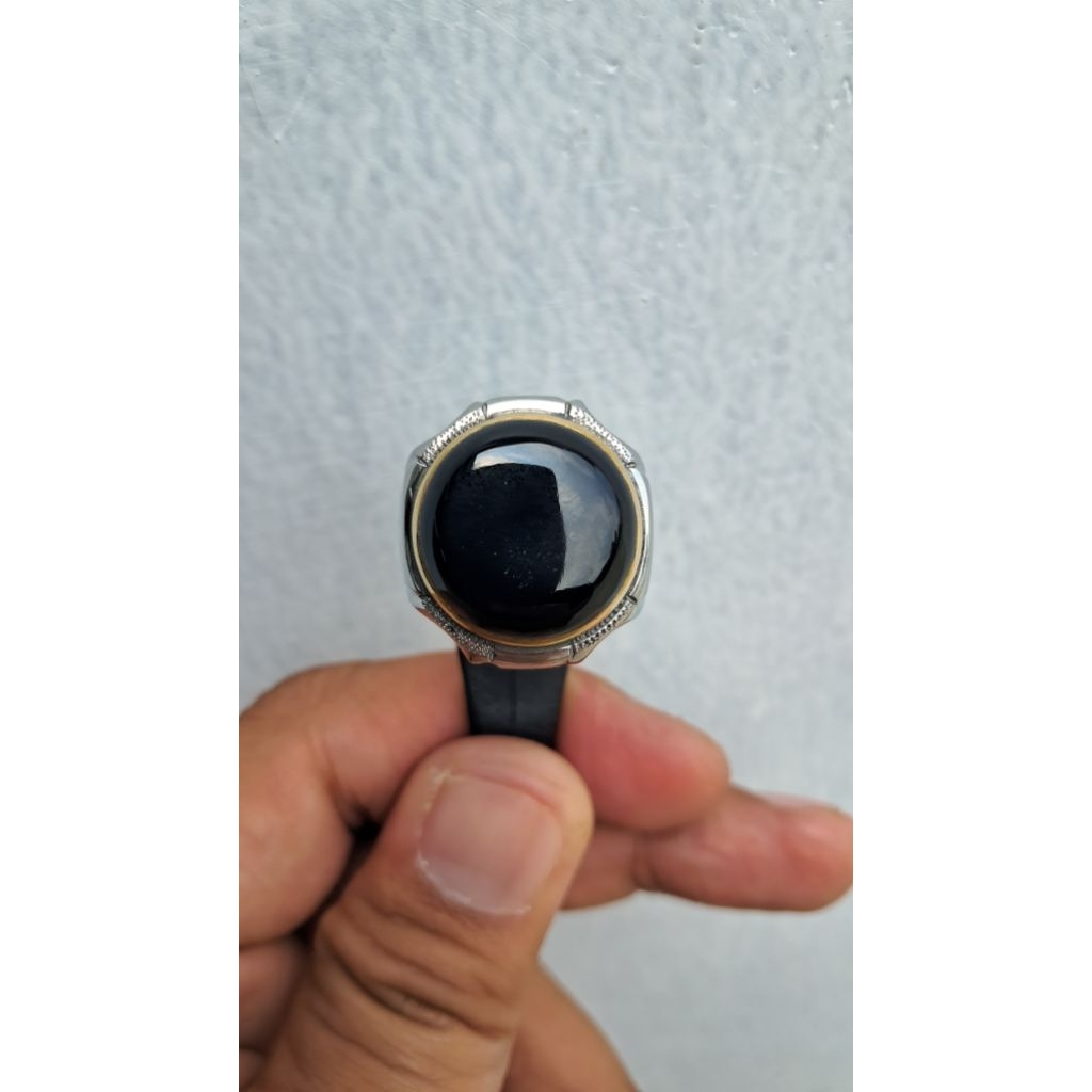 CINCIN BATU METEOR SATAM NATURAL TEKTITE RING MONEL CUSTOM SIZE JARI 8