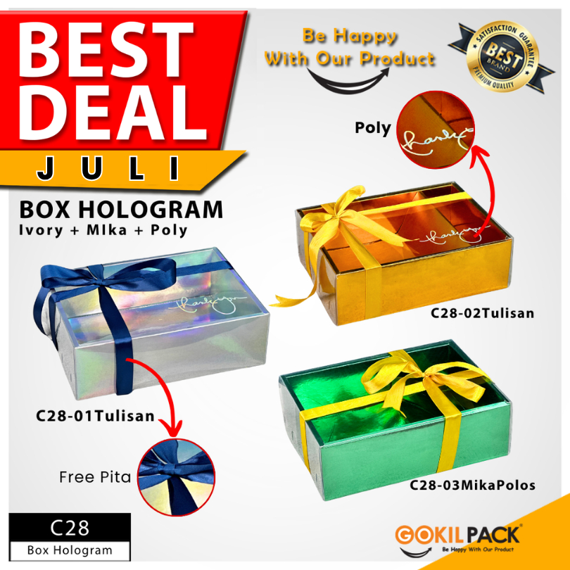

GOKIL - Kotak Packaging Silver Hologram - Kotak Pakaian Silver Hologram transparan - C28