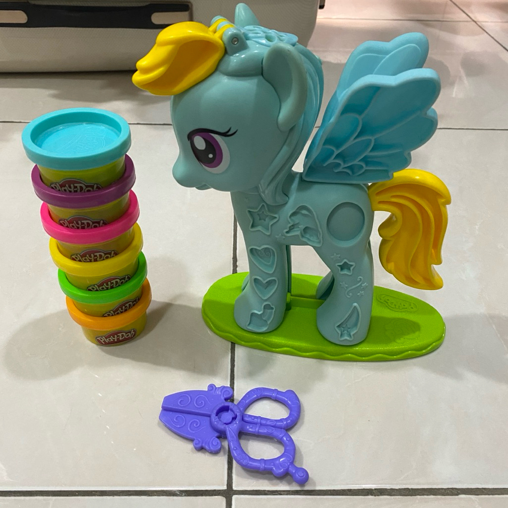 Playdoh My Little Pony Rainbow Dash Style Salon set ori preloved full set mainan play doh set lengka