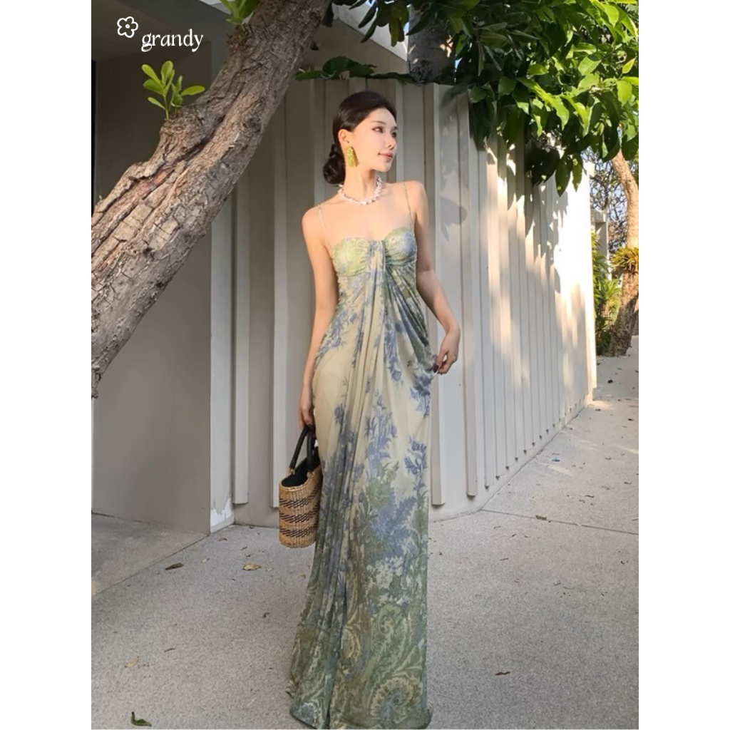 (ready) GRANDY - Anya Flower Dress / Party Dress Terusan Wanita Dress Bunga Beach Party