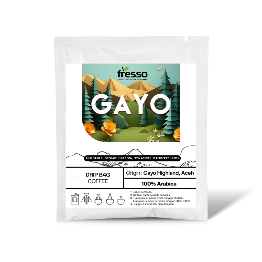 

FRESSO Kopi Drip Bag Aceh Gayo 100% Arabica dari biji grade 1