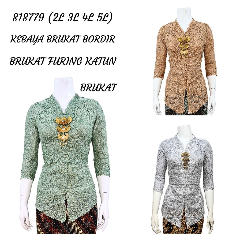 Indah KEBAYA BRUKAT BORDIR ENCIM JUMBO MODERN LENGAN 7/8 BORDIR SENADA FURING KATUN KEBAYA WISUDA KE