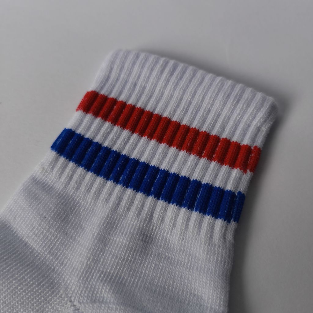 KAOS KAKI OLDSCHOOL PUTIH GARIS (HITAM/MERAH BIRU)