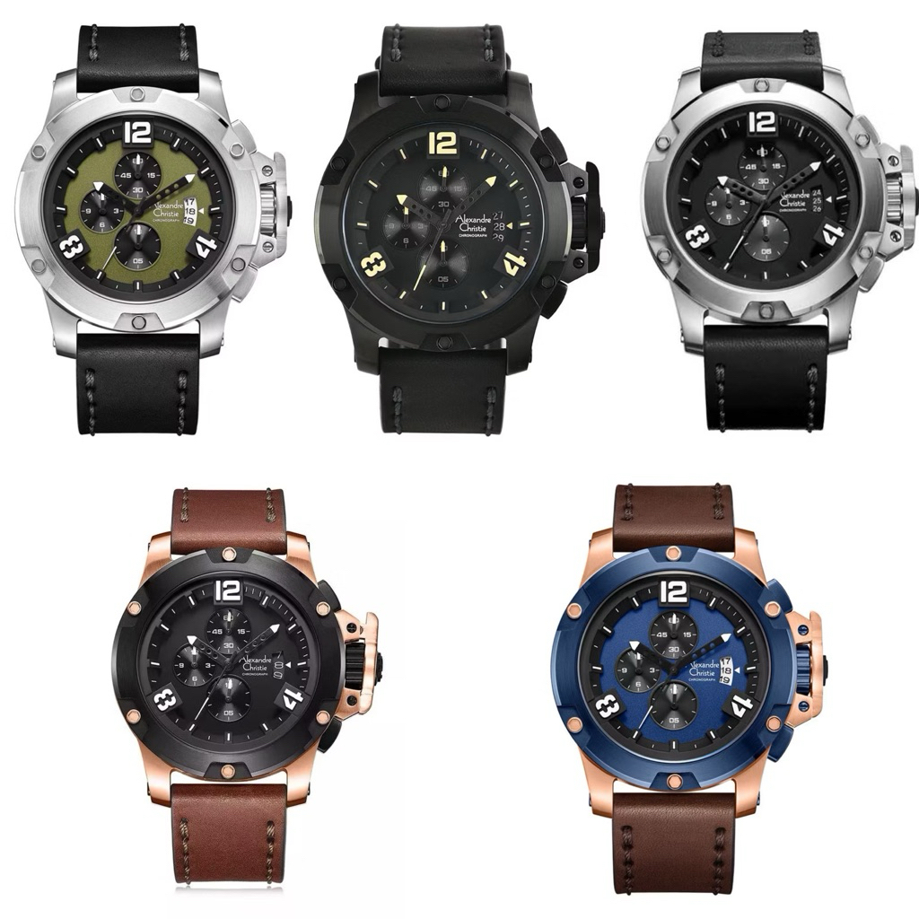 Jam Tangan Pria Alexandre Christie Chronograph AC 6295 MCL AC6295 MC Men Leather Stra