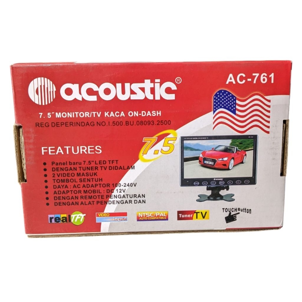 Acoustic 7,5" Layar monitor/TV kaca on dash Mobil ACOUSTIC AC-761
