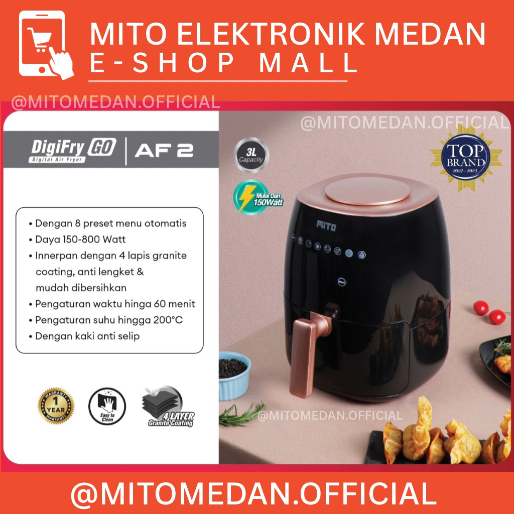 MITO MEDAN - MITO Air Fryer Go AF2 Low Watt 3L