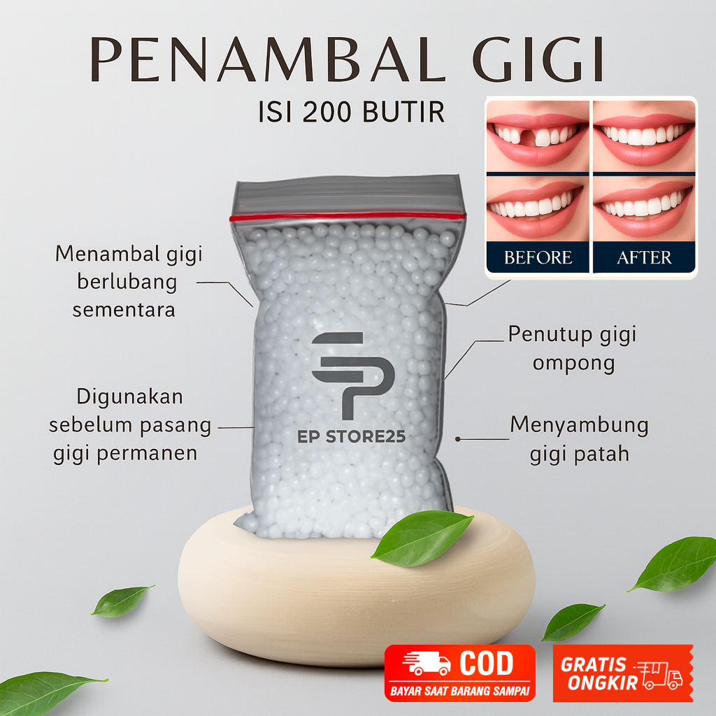 Temptooth Isi 200 Butir – Tambal Gigi Berlubang Sendiri di Rumah | Untuk Gigi Patah & Gigi sementara
