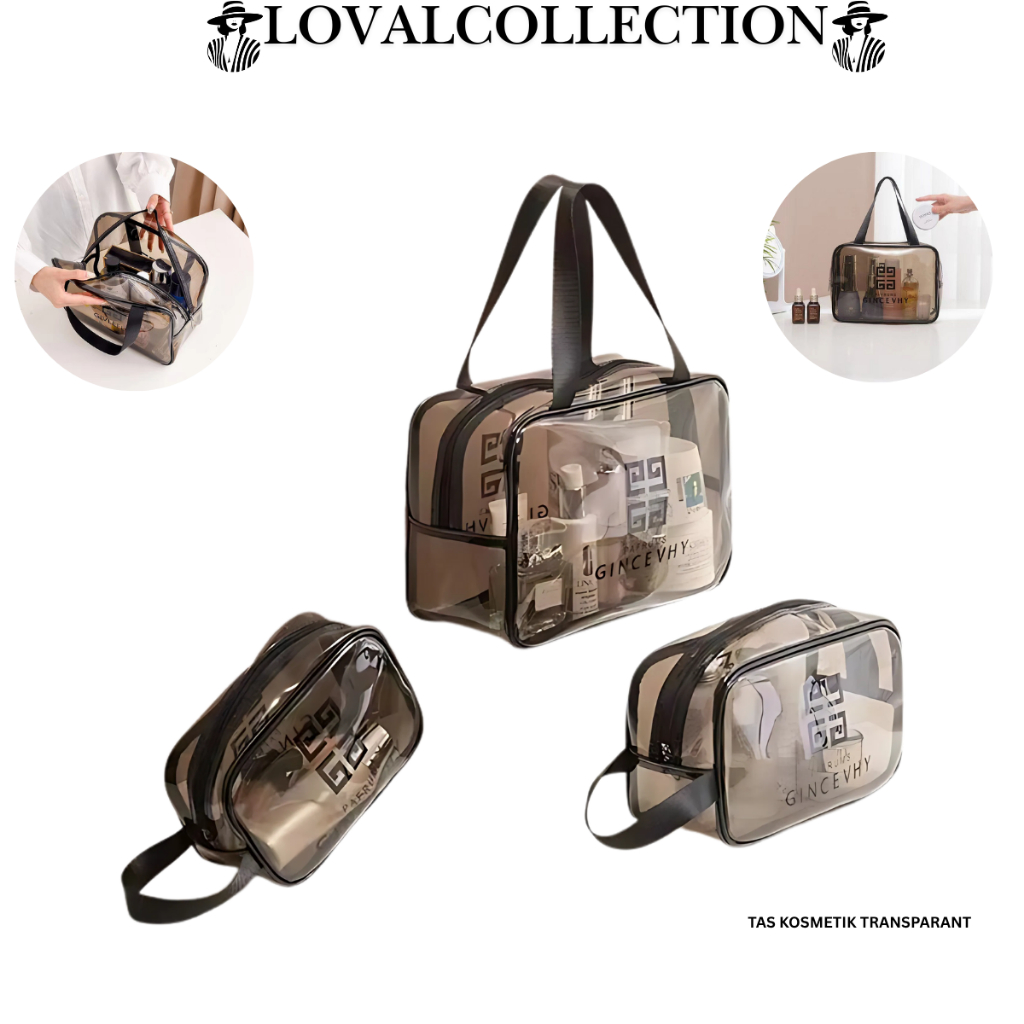 LC TAS KOSMETIK TRANSPARANT H488 TRAVEL TRANSPARAN WASHBACK / POUCH KOSMETIK / TAS MAKE UP POUCH TRA