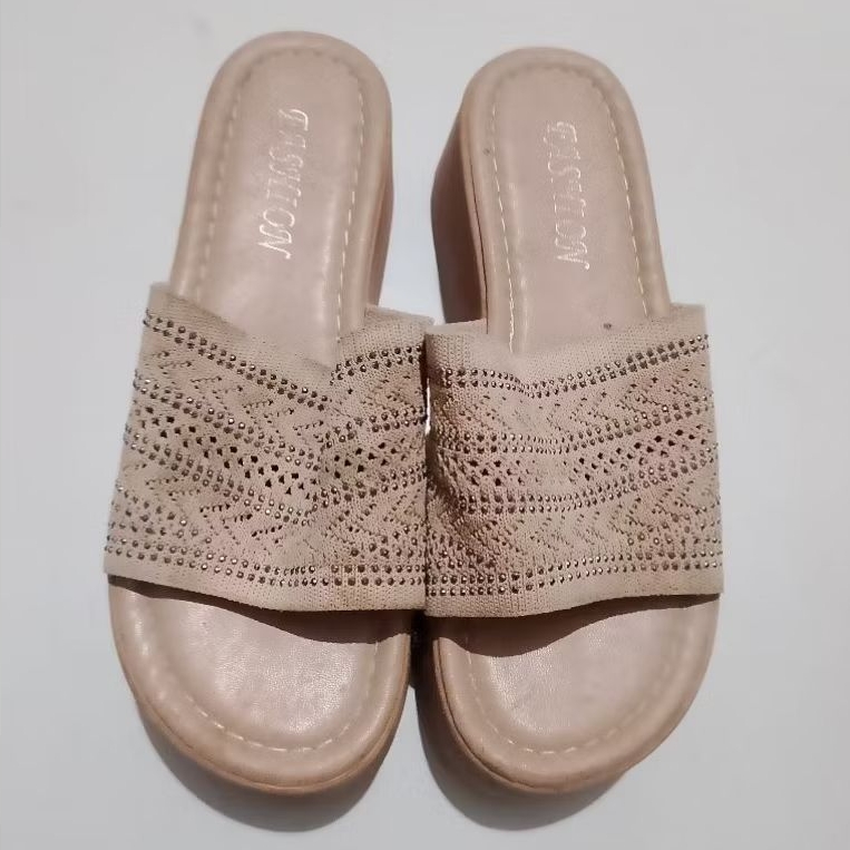 Sandal wedges selop wanita karet brand fashion euro 38 / 24 cm like New second original