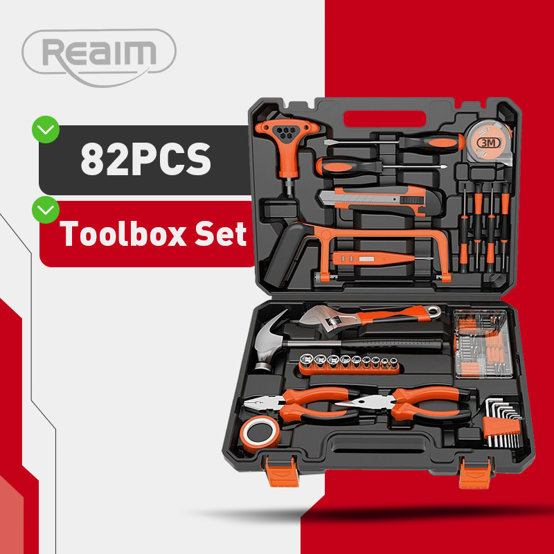 Reaim Tool kit Set Lengkap 82 Pcs Set Kunci Set Lengkap Tool Box Set Lengkap Mekanik Rumah Tangga