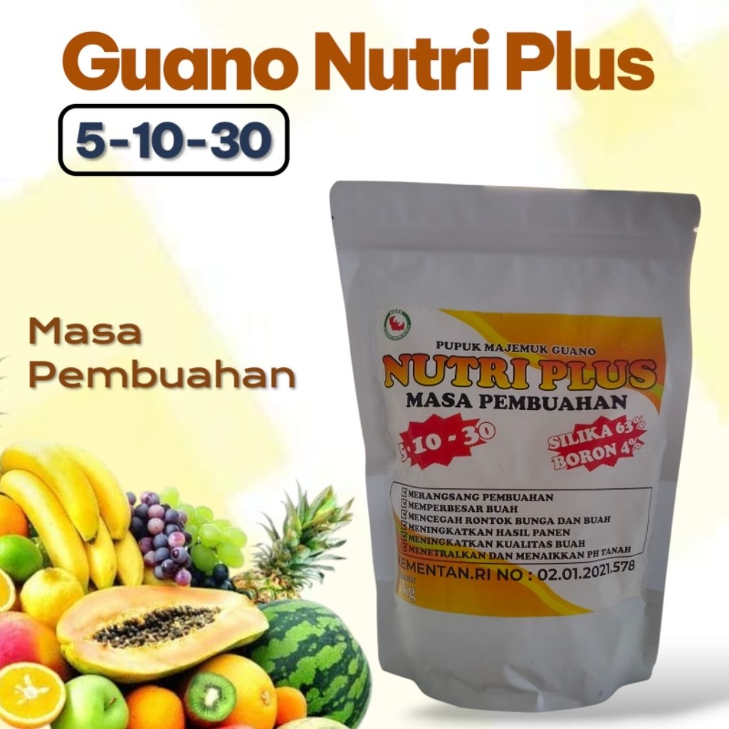 Pupuk Pembuahan Guano Nutri Plus 5-10-30 1Kg - Pupuk Penyubur Buah