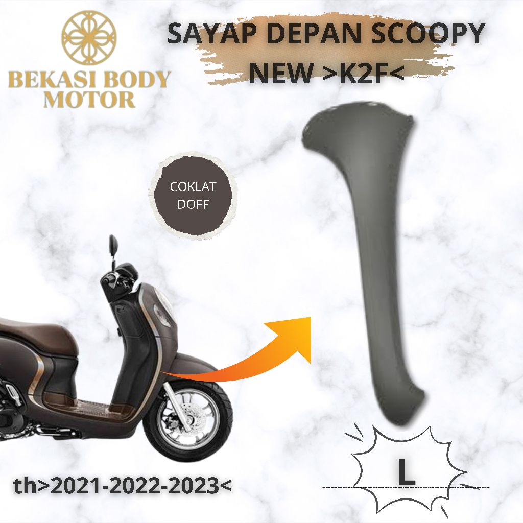 sayap kiri kap  body depan body samping scoopy K2F prestige 2021 - 2023 non original coklat doff