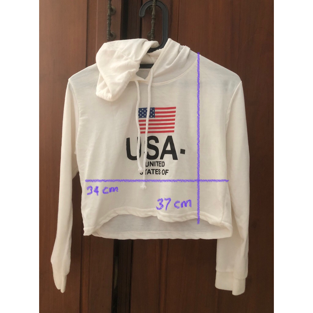 preloved, hoodie USA crop