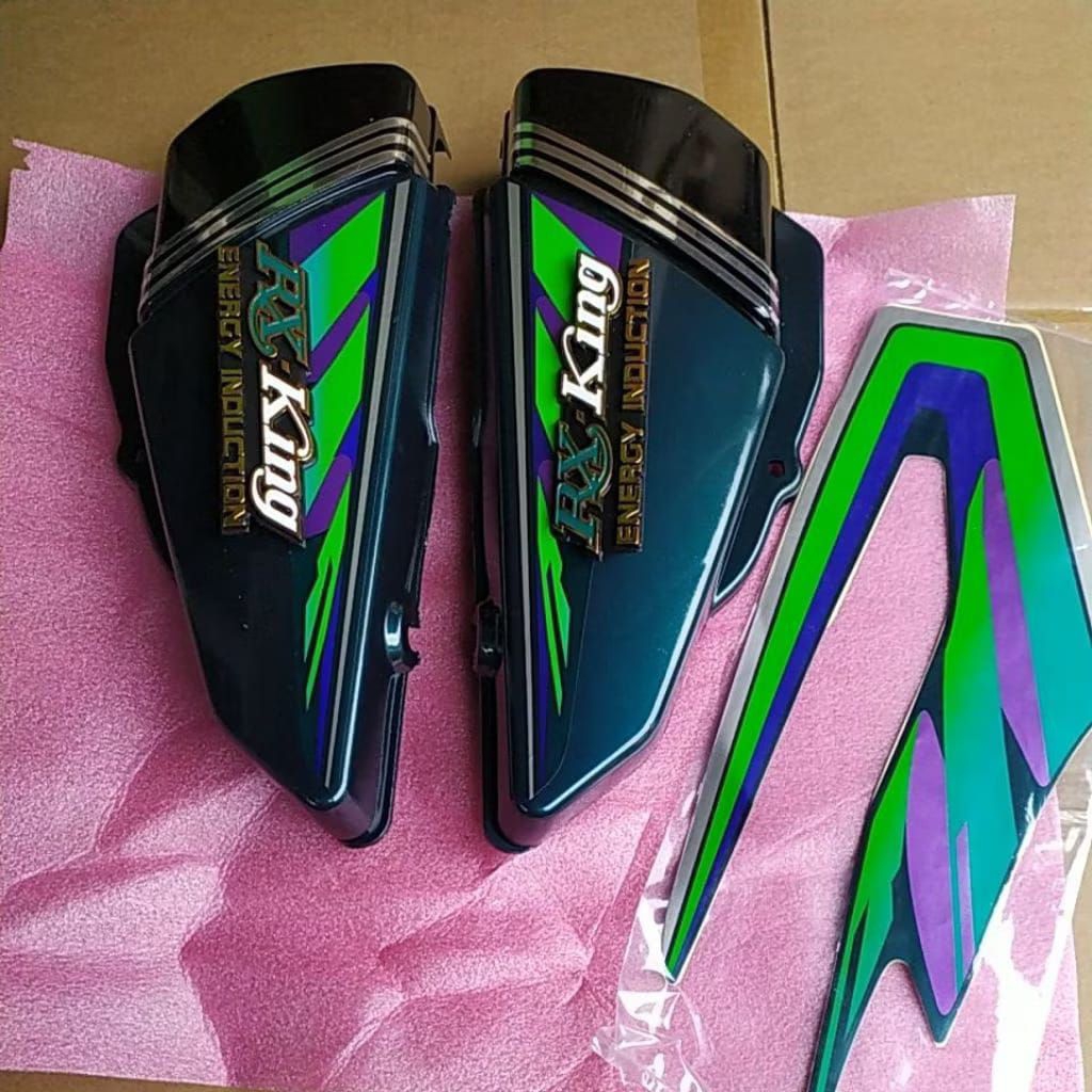 Tutup Aki Box Aki RX King 1997 Hijau Botol Set Emblem Striping