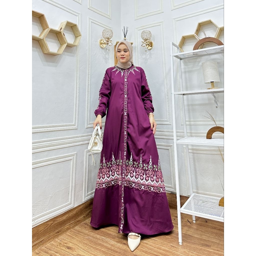 Gamis Dinda Bordir Katun Toyobo Fashion Muslim Terbaru Busui dan Wudhu Friendly