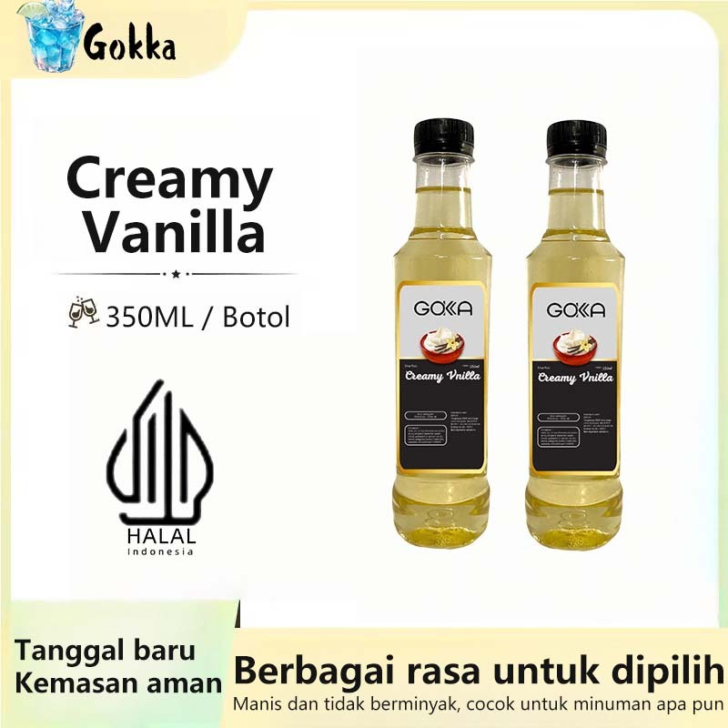 

GOKKA Sirup Minuman Rasa Creamy Vanilla 350ml Syrup / Sirup Creamy Vanilla Sertifikasi Halal