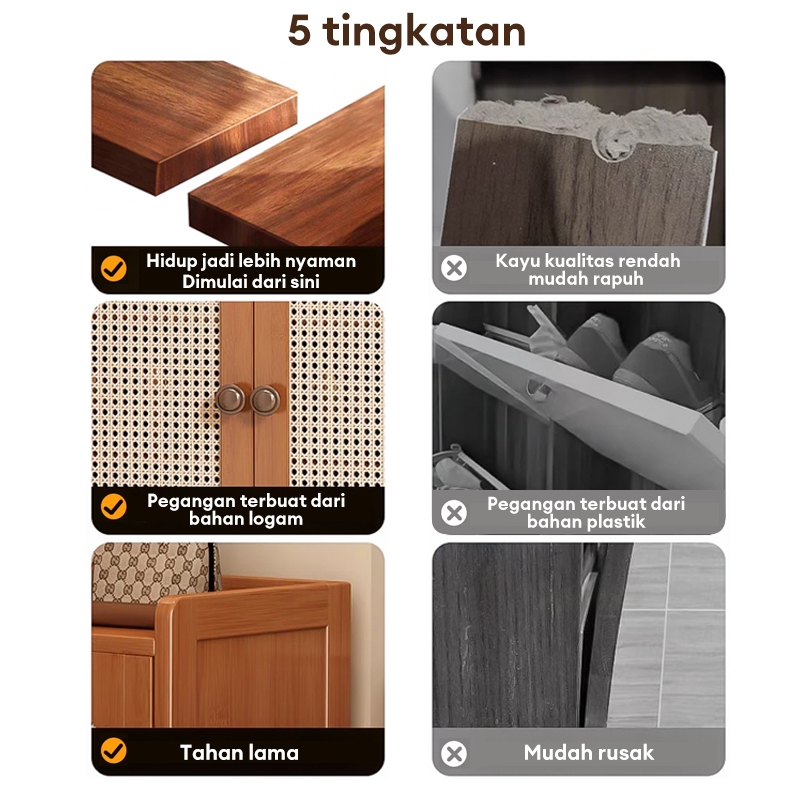 Lemari Sepatu Kayu/Lemari Sepatu Rotan/Lemari Sepatu Berkapasitas Besar/Lemari Penyimpanan