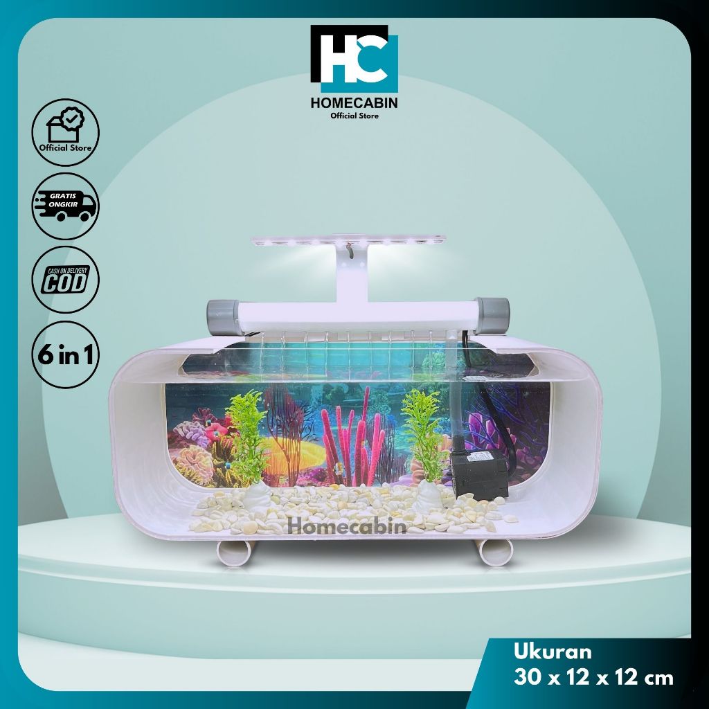 Aquarium akrilik mini fullset pompa filter - FK