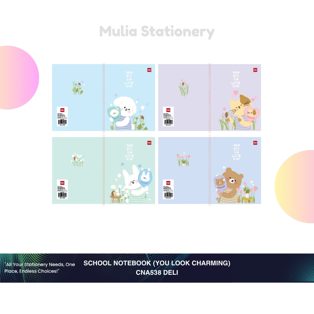 

(1 Pak isi 10) Buku Tulis Deli YOU LOOK CHARMING 38 Lembar CNA538 | Buku Tulis Sekolah - Sekolah & Kantor | Perlengkapan Sekolah
