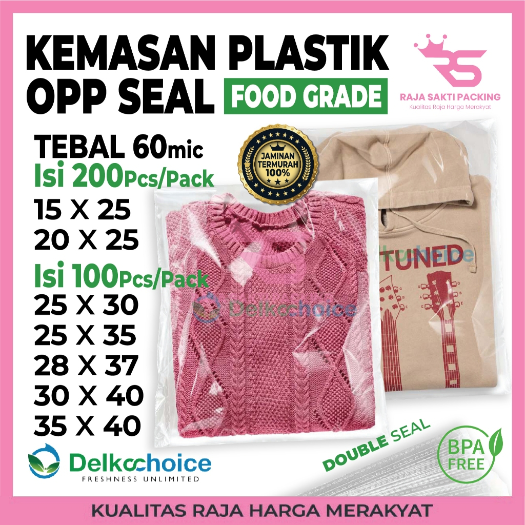 Plastik OPP Seal Lem Kuat Packing Baju Bungkus Serbaguna Makanan Kemasan Snack Plastik Kaca Double S