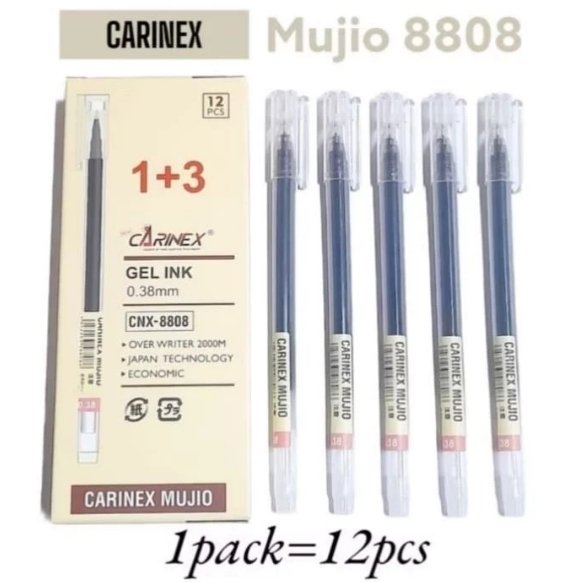 

Pulpen Bolpen Bolpoin Gel Mujio 8808 Carinex 0.38mm (1 Lusin)