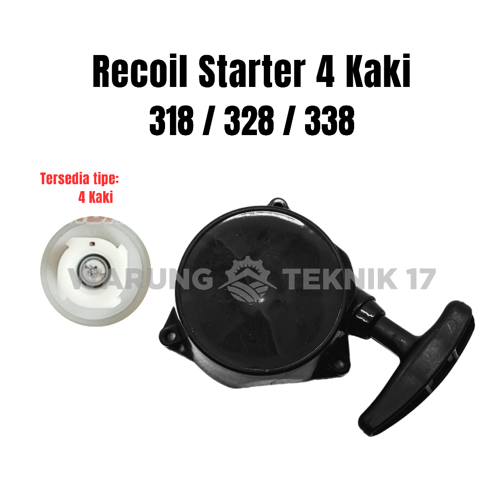 Recoil Starter 328 / 318 / 338 4 Kaki Selahan Recoil Stater Engkol Mesin Potong Rumput 2 Tak Hitam