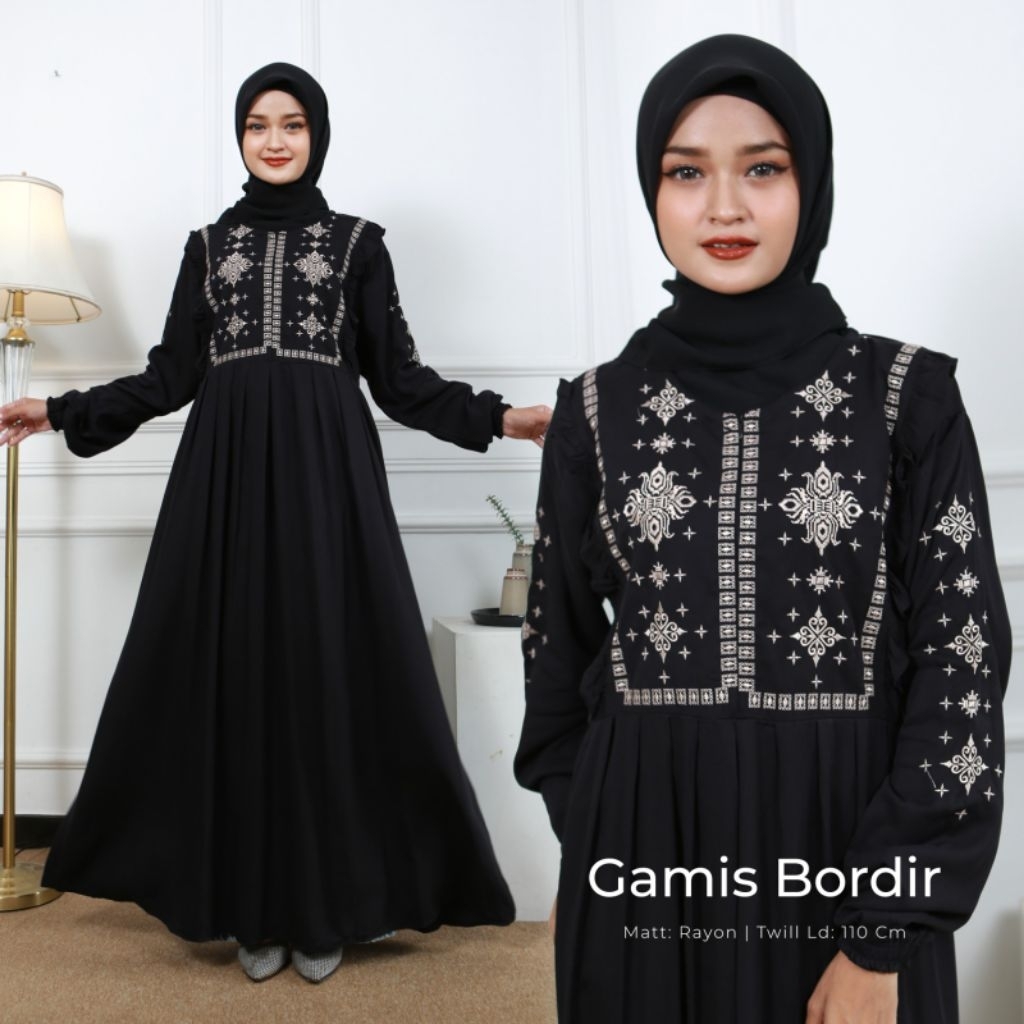 Gamis Bordir Bahan Rayon