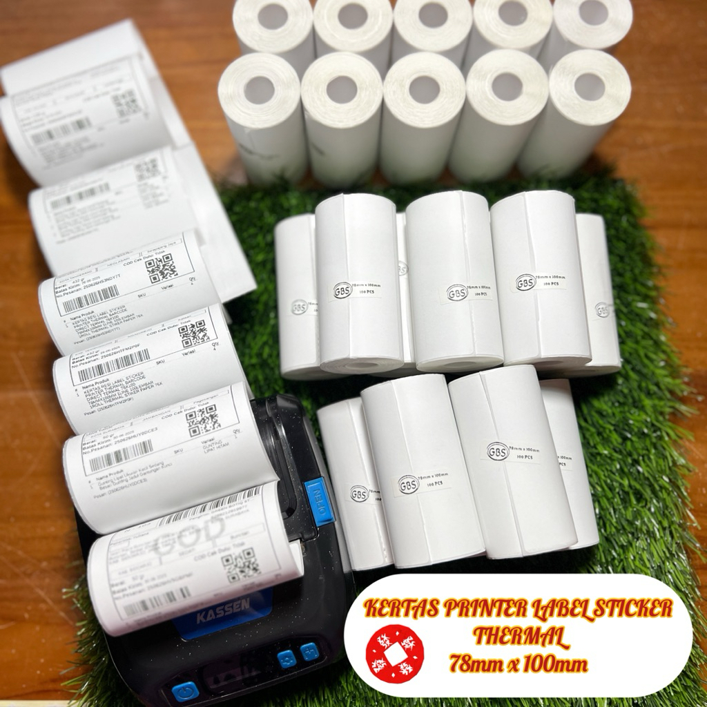 

Kertas Resi Label Sticker Printer Thermal Barcode Direct Termal 78X100 78MMX100MM 1Line 100Lembar 1Roll Thermal Stiker Paper 76X100 80X100