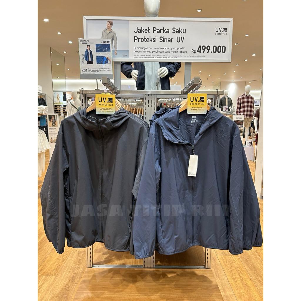 Jaket Parka Saku Proteksi Sinar UV MEN UNIQLO