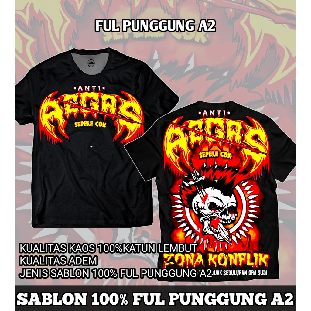 kaos anti regas terbaru kaos distro disain terbaru ANTI REGAS ful punggung A2
