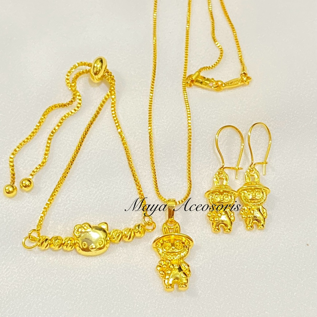 Set Perhiasan Anak Asli Titanium Tidak luntur Berlapis
