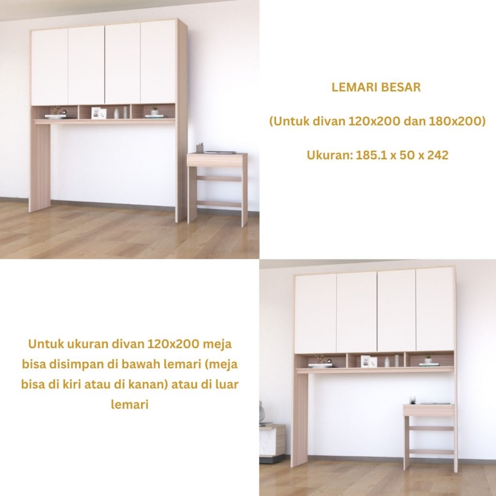 KAYUNA.idea Clay Lemari Meja Saja / Lemari Set Meja / Tempat Tidur Set/ Kabinet Kamar/ Dekorasi Kama