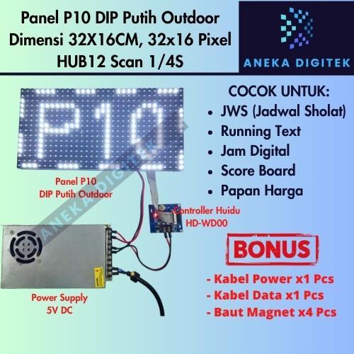 Panel Module Modul LED P10 Running Text DIP White Putih Outdoor