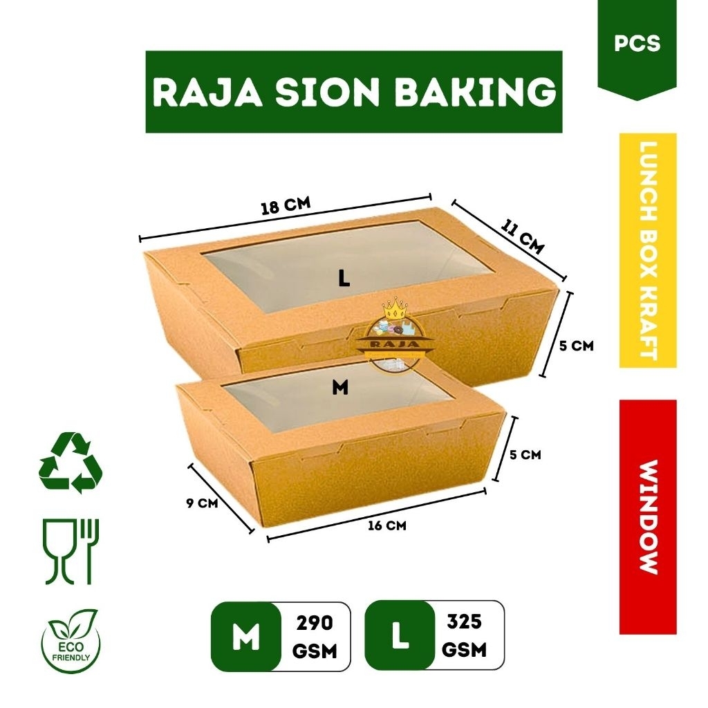 Paper Lunch Box WINDOW Full Laminasi - Ukuran M / Lunchbox Kraft Window
