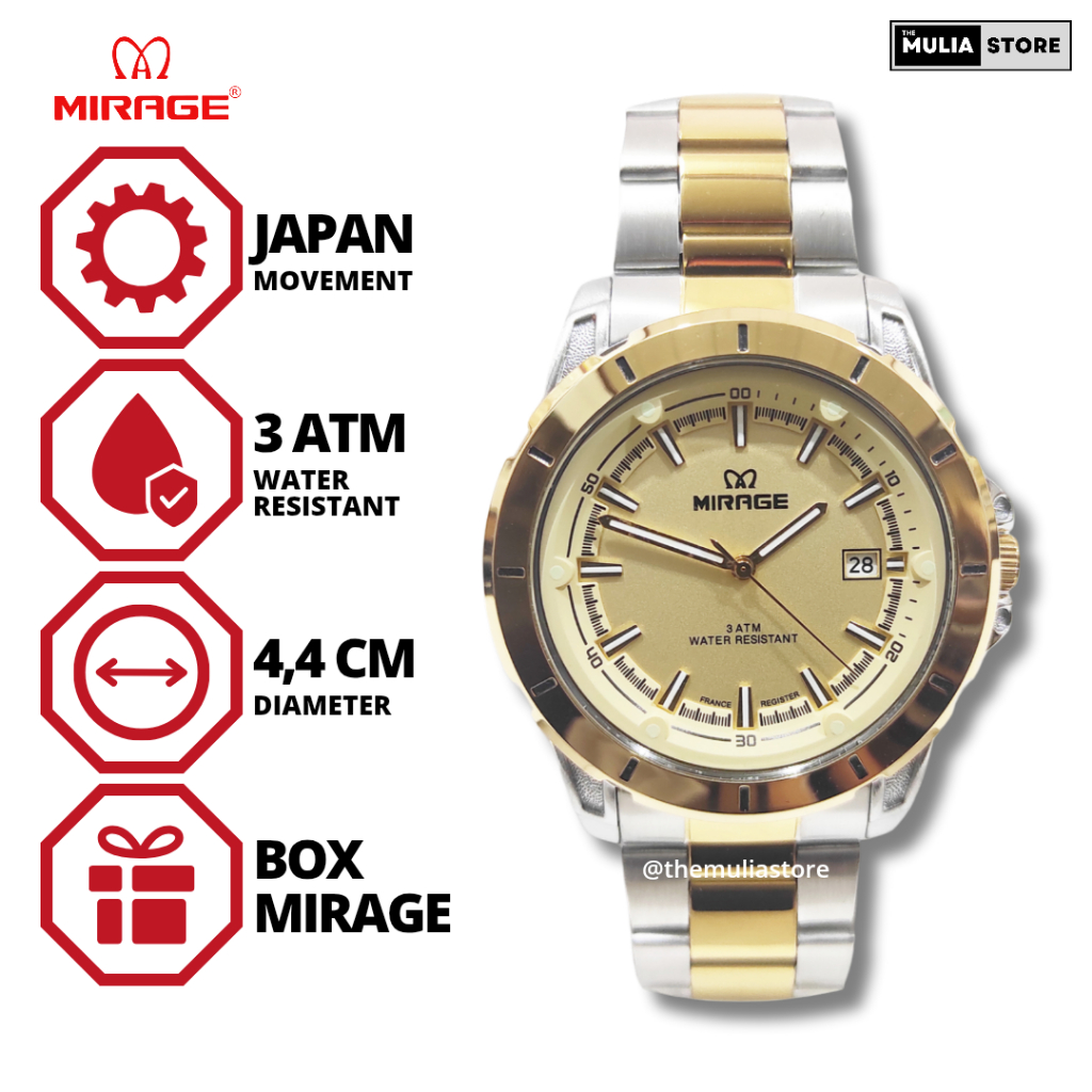 MIRAGE Jam Tangan Pria Mirage Original 8713 BRP M Tanggal Analog