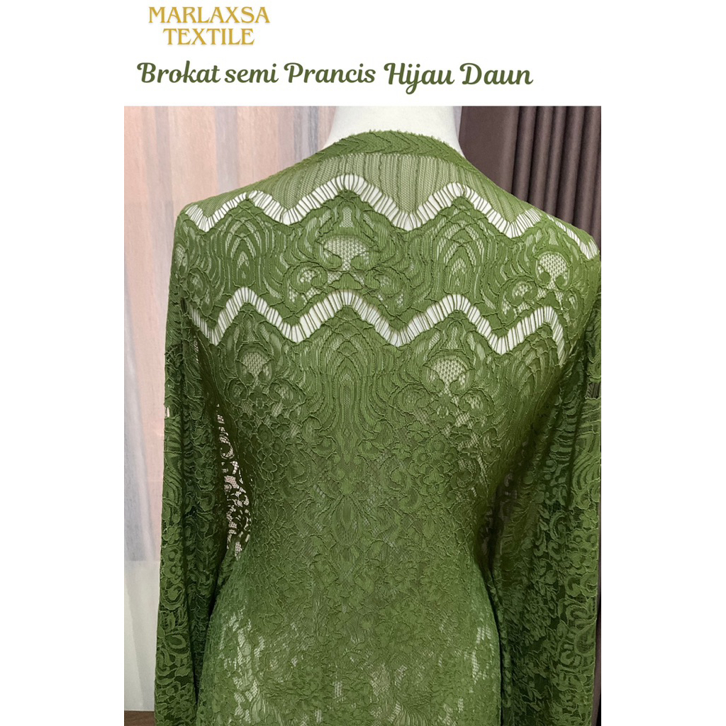 KAIN BROKAT PREMIUM / CORD LACE PANEL SEMI PRANCIS /HIJAU DAUN