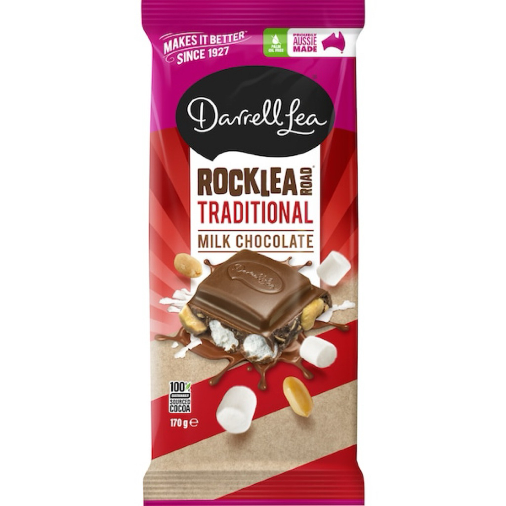 

Darrell Lea Rocklea Road Traditional Milk Chocolate Block 180g - Australia