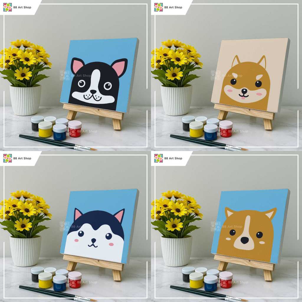 

88 Art - 20x20 DIY Paint By Numbers Anak Paket Melukis Anak Painting Kit Paint By Numbers Animals DIY Painting By Numbers Hewan AN7