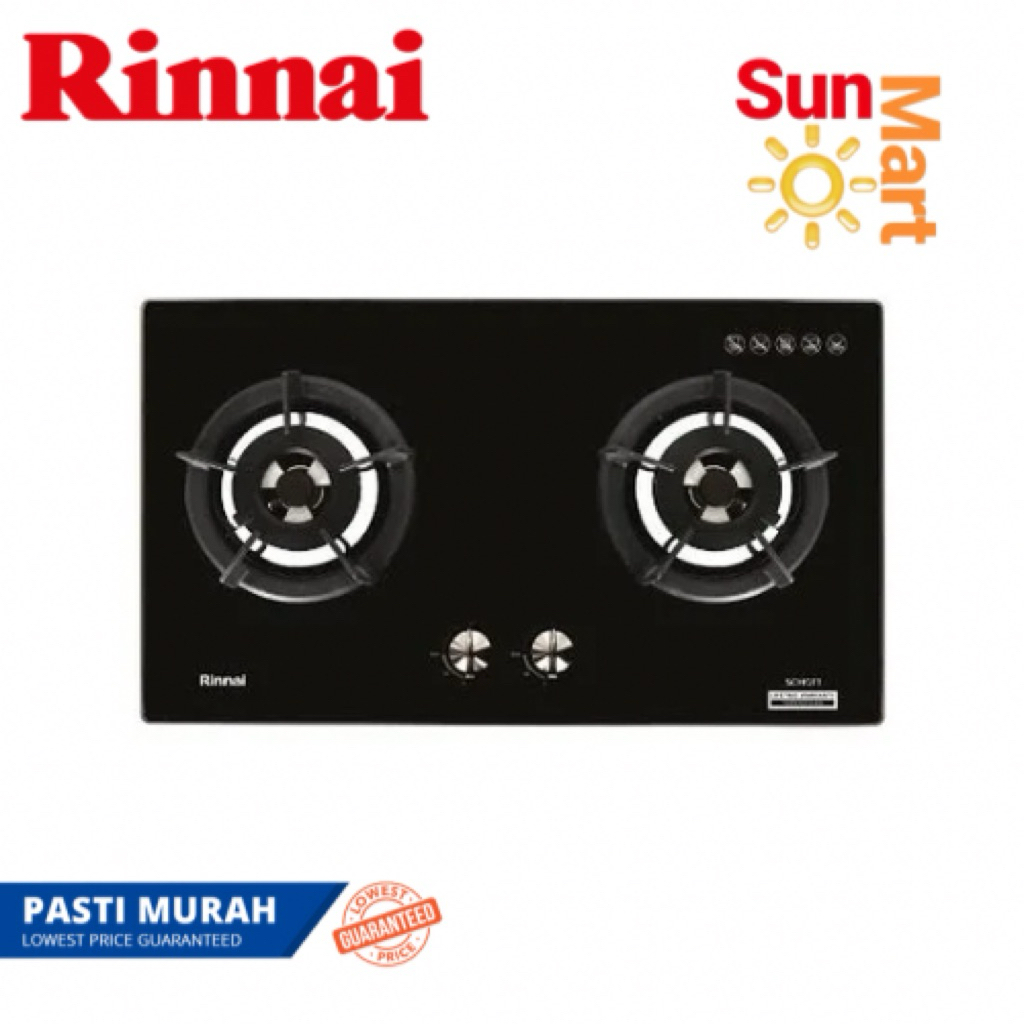 Kompor Gas Tanam 2 Tungku Kaca Rinnai RB 2 GHC RB2GHC