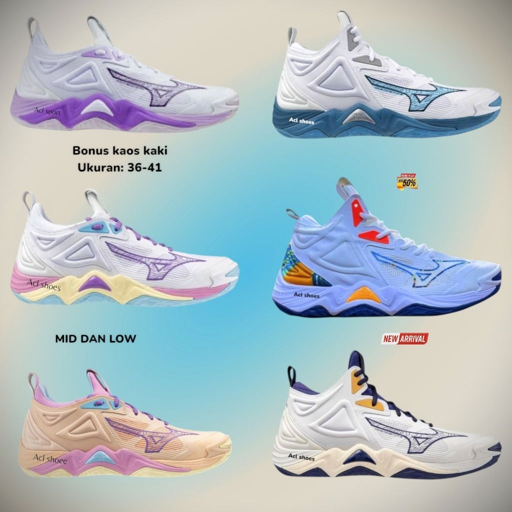 Sepatu Volly Wanita Mizuno Wave Momentum 3 Grade Ori Sepatu Voli Wanita Cepat Kering Berpori Olahrag