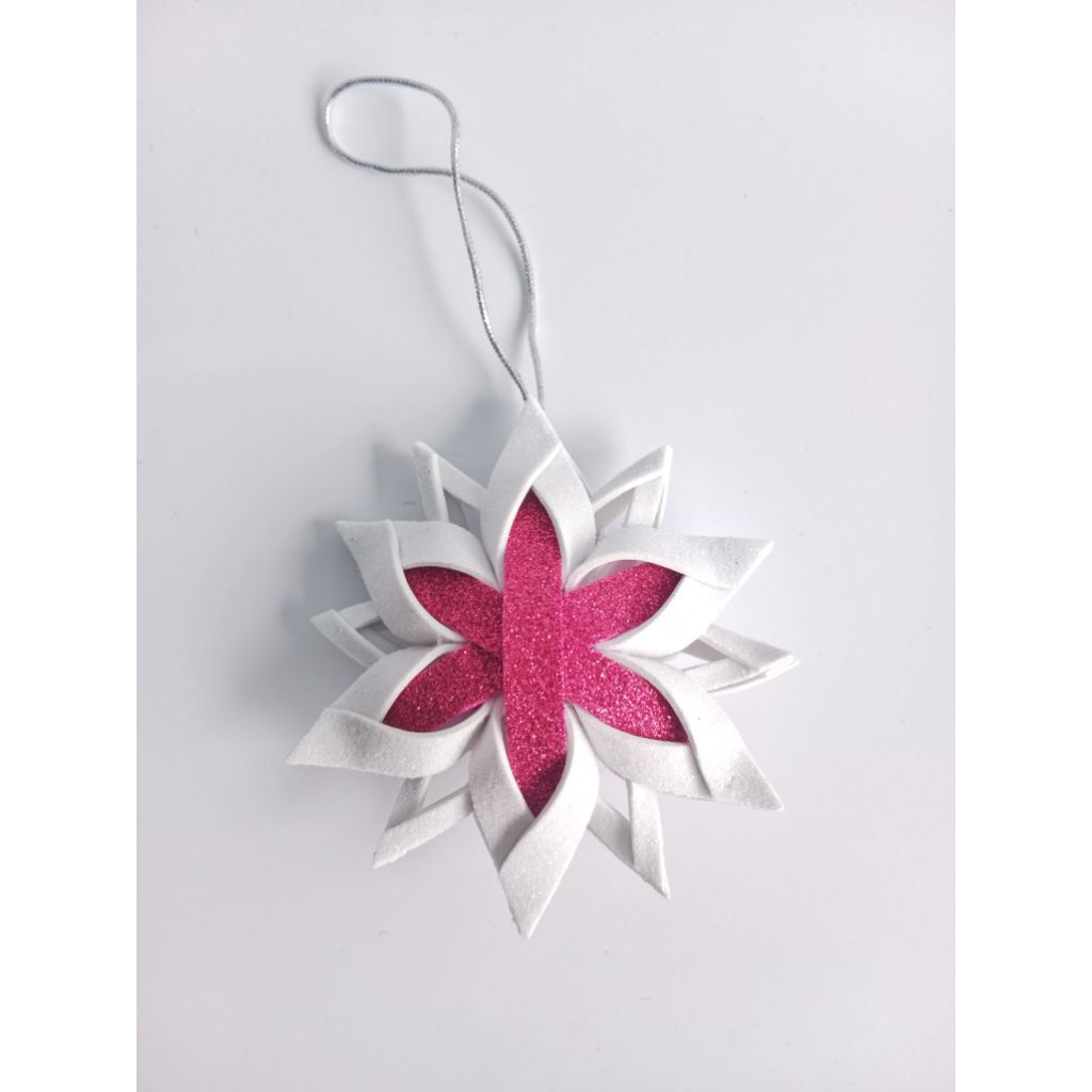 Hiasan Pohon Natal - Bunga Putih Pink / Christmas Tree Ornament
