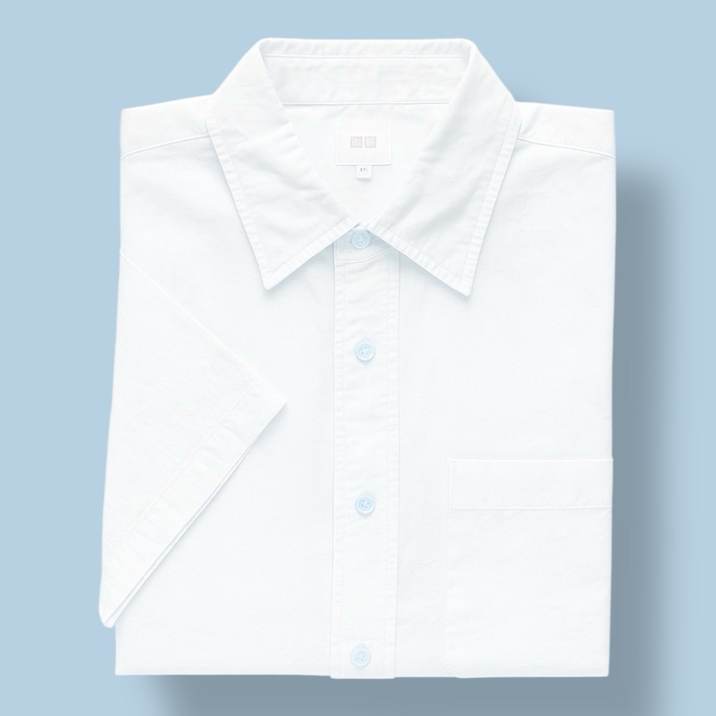 UNIQLO Kemeja Pria Putih - Bahan linen lengan pendek. Size M