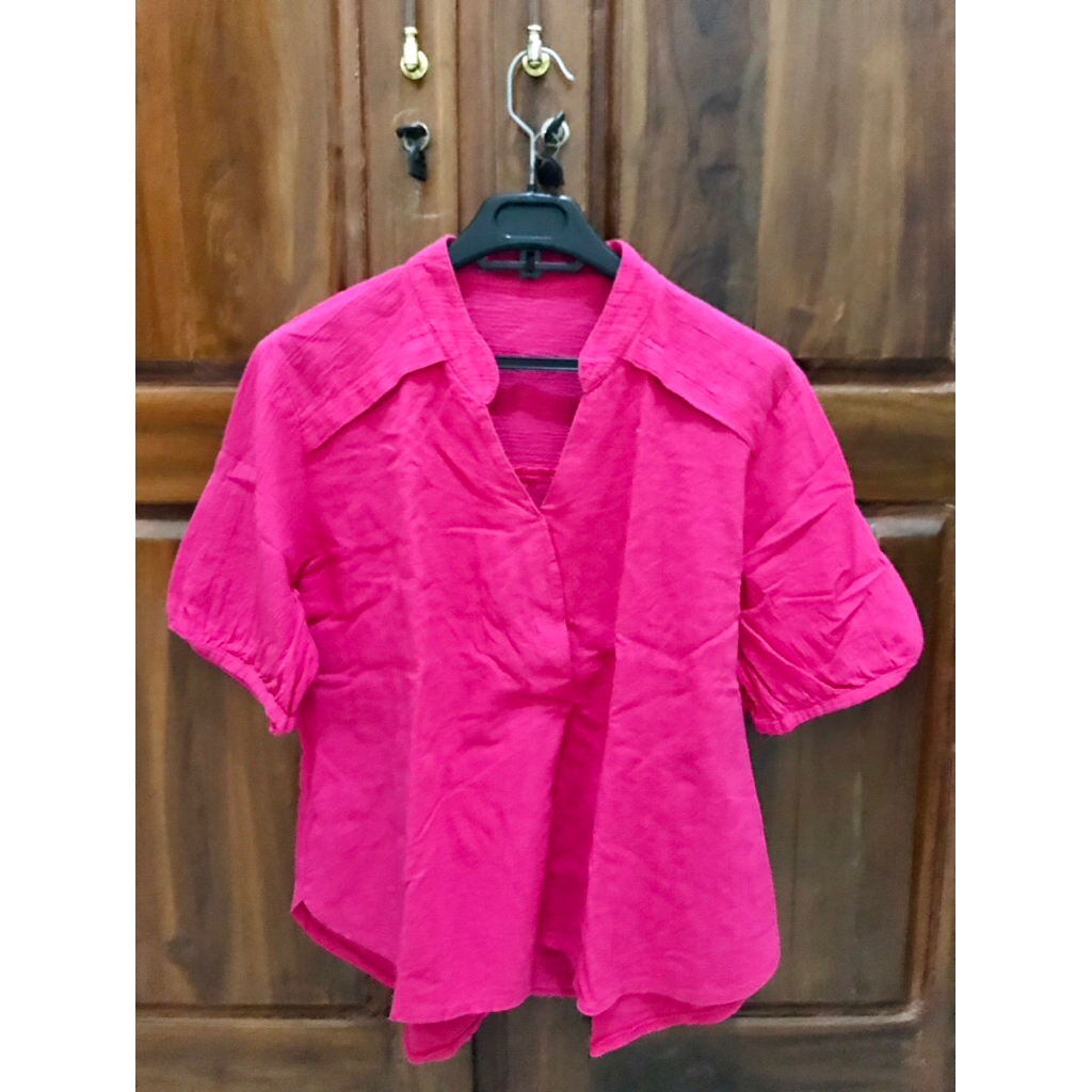 preloved like new no minus one set kemeja fuschia wanita